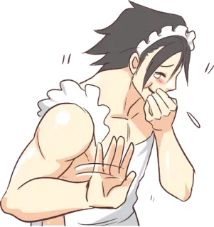 😂 메이드, 드레스, 애니메이션 스타일, 남자, 남성, 코스튬, 캐릭터, 코스프레 whatsapp sticker