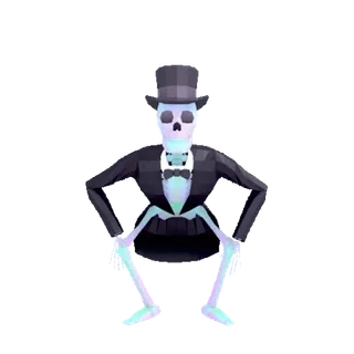 🎩 scheletro, halloween, spaventoso, elegante, cilindro, papillon whatsapp sticker