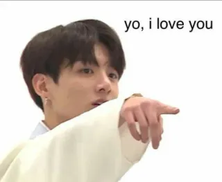 🥊 yo, I love you kpop, love, greeting, message, affection, pointing telegram sticker