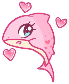 💕 розовая акула, милый, сердце, мультфильм, животное, рыба telegram sticker