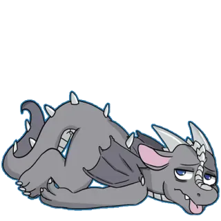 😵 龙, 卡通, 疲惫, 懒惰, 灰色龙 whatsapp sticker
