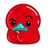 🤔 red, cartoon, character, duck, animal, cute telegram sticker