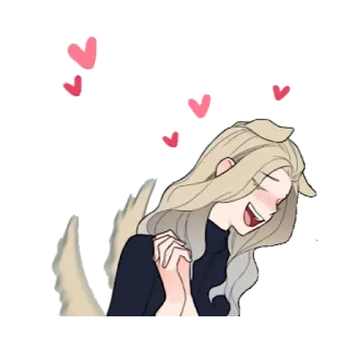 😻 만화, 금발, 애니메이션, 하트, 즐거운 telegram sticker
