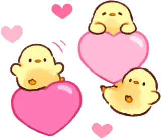 💕 anak ayam, hati, imut, hewan, burung, cinta, kawaii telegram sticker