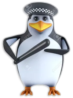 👮 penguin, police, baton, cartoon, officer, animal telegram sticker