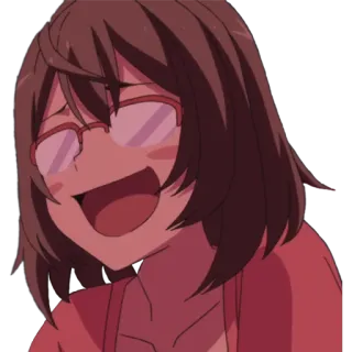 😃 anime, desenho animado, garota, sorrindo, fofa, óculos telegram sticker