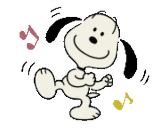 🕺 Snoopy Peanuts 卡通, 狗, 跳舞, 花生, 快乐 whatsapp sticker