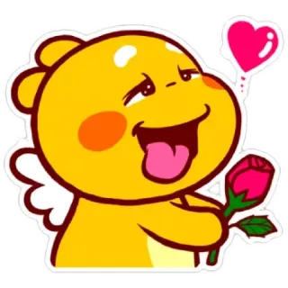 😁 Hoạt hình, Trái tim, Hoa hồng, Dễ thương, Tình yêu, Vàng, Kawaii telegram sticker