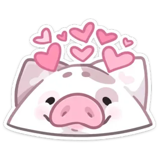 ❤ 돼지, 동물, 귀여운, 하트, 사랑, 귀여움 whatsapp sticker