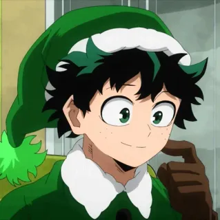 🥦 Izuku Midoriya My Hero Academia 애니메이션, 크리스마스, 만화, 나의 히어로 아카데미아, 미도리야 이즈쿠, 데쿠 telegram sticker