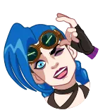 π Jinx Arcane Jinx, Arcane, League of Legends, capelli blu, occhiali telegram sticker