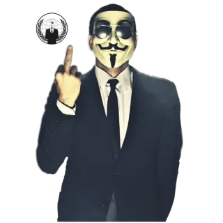 🖕 ไม่ระบุชื่อ, กาย ฟอกส์, หน้ากาก, นิ้วกลาง, แฮกเกอร์, วี ฟอร์ เวนเดตต้า telegram sticker