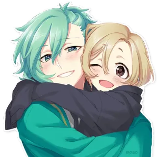 ☺️ anime, lindo, kawaii, abrazo, amigable, dibujos animados telegram sticker