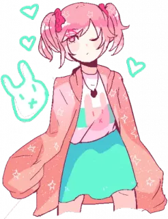 💕 Anime, Różowy, Serce, Kawaii, Słodkie, Kreskówka telegram sticker