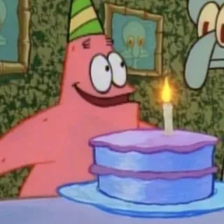 ⭐️ Patrick Star SpongeBob SquarePants 뚱이, 스폰지밥, 생일, 케이크, 만화, 니켈로디언 telegram sticker