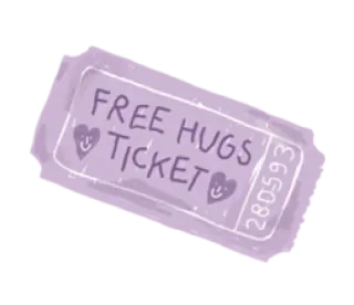 ❤️ FREE HUGS TICKET билет, бесплатно, объятия, любовь, сердце, фиолетовый telegram sticker