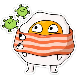 🦠 Ei, Speck, Cartoon, Maske, Covid-19, Virus telegram sticker