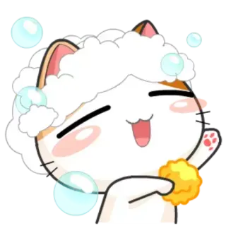 🛀 猫, シャボン玉, 可愛い, 掃除, お風呂 telegram sticker