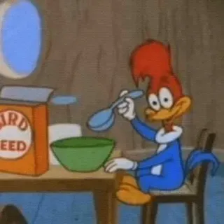 🙂 Woody Woodpecker การ์ตูน, วู้ดดี้ วู้ดเพ็คเกอร์, นก, อาหารเช้า, แอนิเมชั่น, ตลก telegram sticker