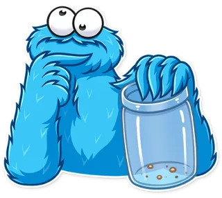 🤔 Cookie Monster Cartoon, Keks, Monster, Sesamstraße, Hungrig, Leeres Glas telegram sticker