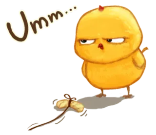 🐤 Umm... frango, fofo, confuso, amarelo, pássaro, animal whatsapp sticker