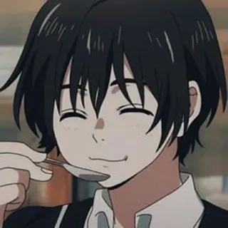 🍛 애니메이션, 소년, 먹는, 숟가락, 행복한, 캐릭터 telegram sticker