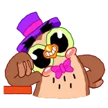 😁 búho, lindo, dibujos animados, pájaro, sombrero, pajarita telegram sticker