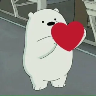 ❤ Ice Bear We Bare Bears Мультфильм, Медведь, Сердце, Любовь, Милый, Белый медведь whatsapp sticker