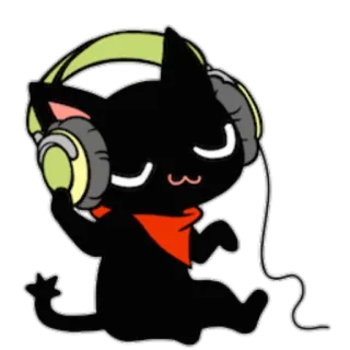 🎧 gato, fones de ouvido, música, kawaii, fofo, desenho animado, animal telegram sticker
