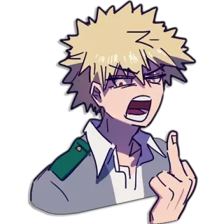 🖕 Katsuki Bakugo My Hero Academia Katsuki Bakugo, My Hero Academia, anime, middle finger, offensive, angry telegram sticker