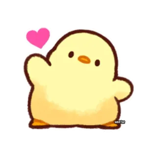 🥰 chick, heart, cute, yellow, animal, cartoon telegram sticker