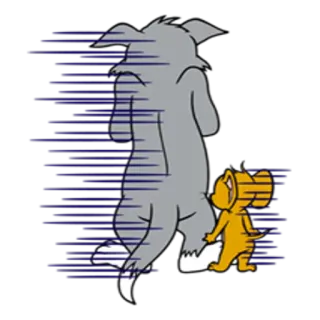 👫 Tom and Jerry cartoon, cat, mouse, running, classic, animation telegram sticker