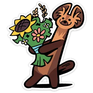 ⭐ animal, flowers, bouquet, cute, cartoon, illustration telegram sticker
