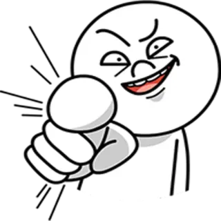 😈 Cartone animato, Indicando, Personaggio, Bianco, Occhi telegram sticker
