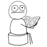 😐 meme, reading, stick figure, book, simple, sitting whatsapp sticker