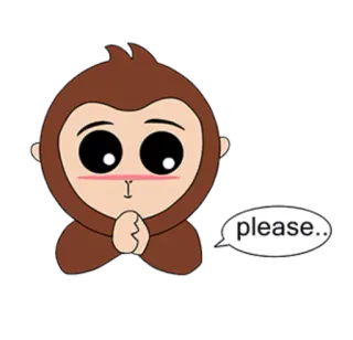 🙏 please.. schattig, aap, cartoon, verzoek, smekend, pleitend telegram sticker