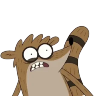 😨 Rigby Regular Show kreskówka, animowany, Rigby, Zwyczajny serial, szop pracz telegram sticker