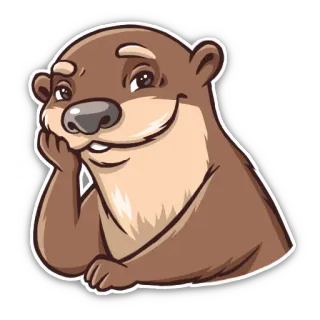🤔 lontra, animale, mammifero, carino, cartone animato, adesivo telegram sticker