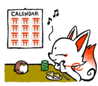 😙 CALENDAR calendário, raposa, pinguim, fofo, anime whatsapp sticker