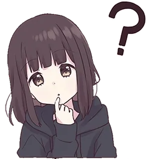 ❓ Anime Mädchen, Fragezeichen, Denken, Süß, Cartoon whatsapp sticker