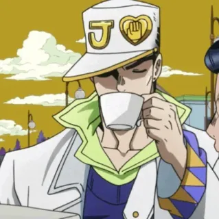 ☕️ Jotaro Kujo JoJo's Bizarre Adventure 动漫, 咖啡, 承太郎, JOJO, 角色 telegram sticker