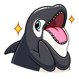 ☺️ 범고래, 고래, 만화, 동물, 반짝이, 귀여운, 해양 생물 telegram sticker