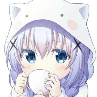 ☕ Anime, Dibujos animados, Lindo, Kawaii, Bebida, Té, Chibi telegram sticker