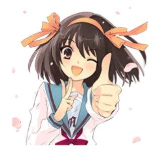 👍 アニメ, 女の子, 制服, 可愛い, 幸せ, 陽気 telegram sticker