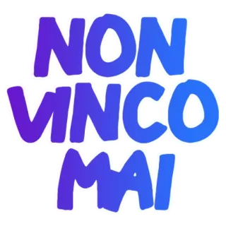 😔 NON VINCO MAI italiano, texto, nunca gano, morado whatsapp sticker