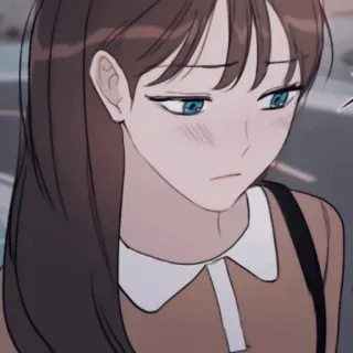 🖇 anime, girl, woman, brunette, sad telegram sticker