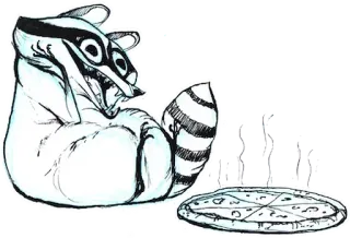 🍕 raccoon, pizza, animal, food, cartoon, humor, funny telegram sticker