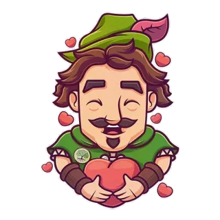 ❤ desenho animado, homem, chapéu, coração, amor, dia dos namorados telegram sticker