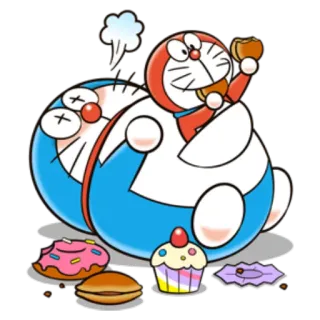 😶 Doraemon дораэмон, мультфильм, аниме, еда, сладости, пончик, капкейк telegram sticker