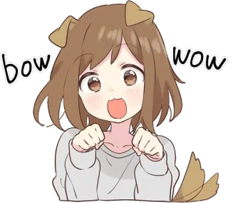 🐶 bow wow anime, perro, chica, lindo, dibujos animados, guau guau telegram sticker